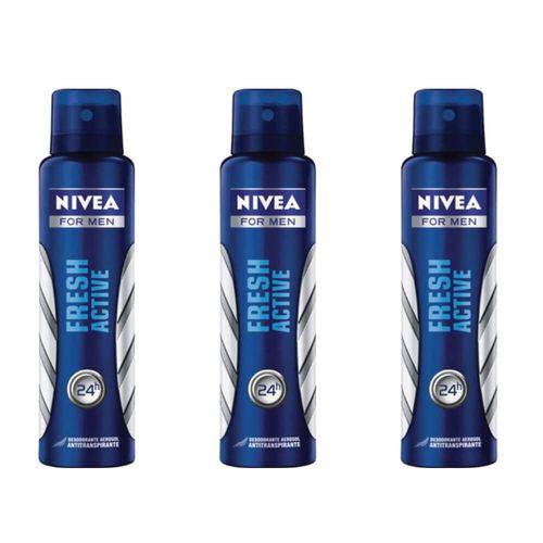 Nivea Fresh Active Desodorante Aerosol Masculino 150ml (kit C/03)