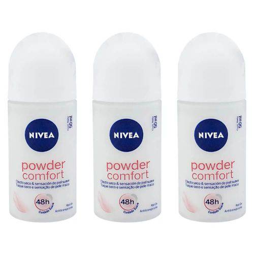 Nivea Powder Confort Desodorante Rollon 50ml (kit C/03)
