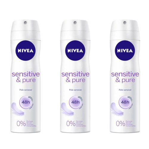 Nivea Sensitive & Pure Desodorante Aerosol 150ml (kit C/03)