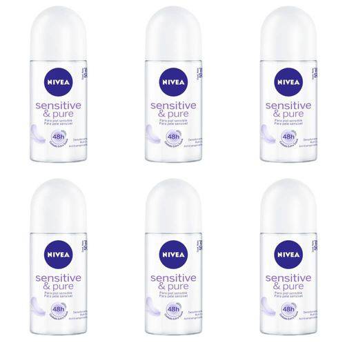Nivea Sensitive Pure Desodorante Rollon Feminino 50ml (kit C/06)