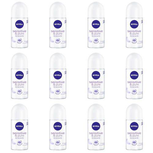 Nivea Sensitive Pure Desodorante Rollon Feminino 50ml (kit C/12)