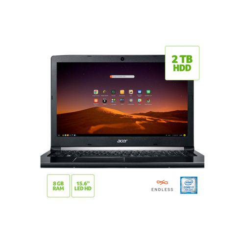 Notebook Acer A515-51-74za Intel Core I7 7500u 15,6" 8gb HD 2 Tb Linux 7ª Geração