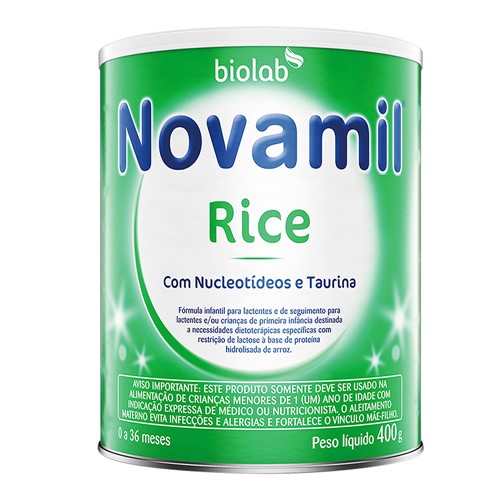 Novamil Rice Fórmula Infantil para Lactentes e de Seguimento para Lactentes e Crianças de Primeira Infância Destinada a Necessidades Dietoterápicas Específicas com 400g