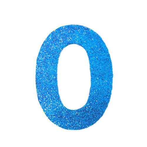 Número 0 em Eva Azul com Glitter 13cm Evamax