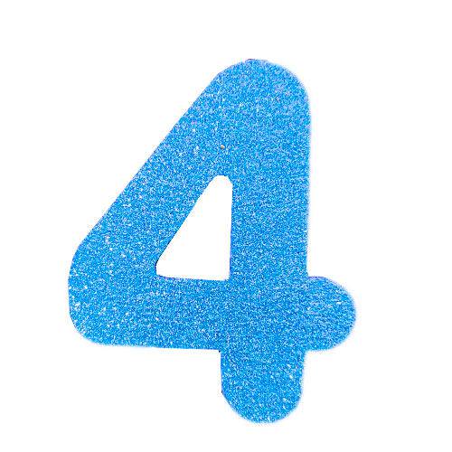 Número 4 em Eva Azul com Glitter 13cm Evamax