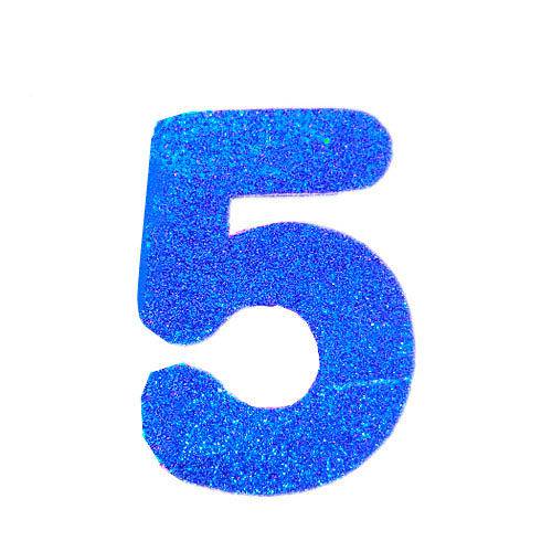 Número 5 em Eva Azul com Glitter 13cm Evamax