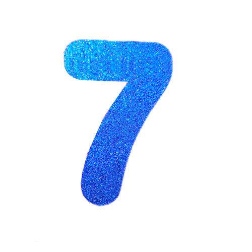 Número 7 em Eva Azul com Glitter 13cm Evamax