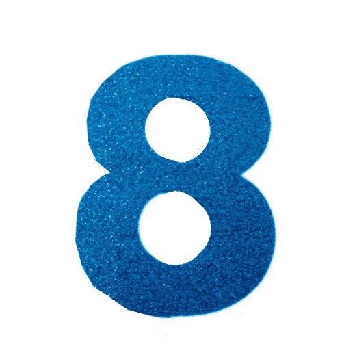Número 8 em Eva Azul com Glitter 13cm Evamax