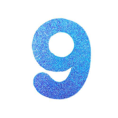 Número 9 em Eva Azul com Glitter 13cm Evamax