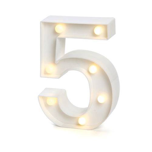 Número de Led Luminária Decorativa Luminosa 3D - Número 5