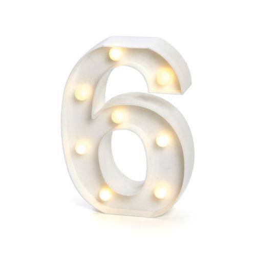 Número de Led Luminária Decorativa Luminosa 3D - Número 6
