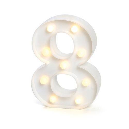 Número de Led Luminária Decorativa Luminosa 3D - Número 8