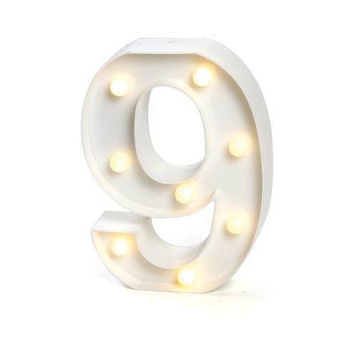 Número de Led Luminária Decorativa Luminosa 3D - Número 9