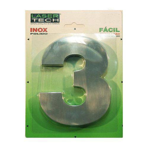 Número Inox Algarismo para Fachada 12cm (Nº 3)