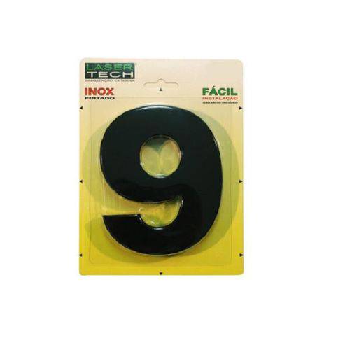 Número Inox Preto Algarismo - para Fachada - 12 Cm - (Nº 9)