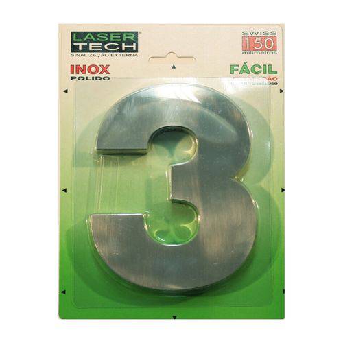 Números Inox (algarismos) - para Fachadas - 15cm - (Nº 3)