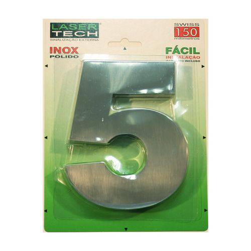 Números Inox (algarismos) - para Fachadas - 15cm - (Nº 5)