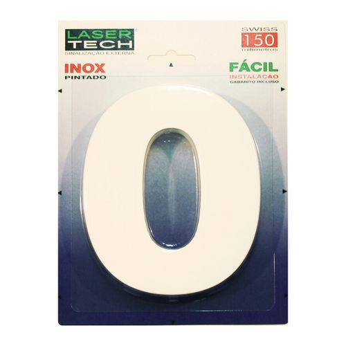 Números Inox Branco - para Fachadas - 15cm - (Nº 0)