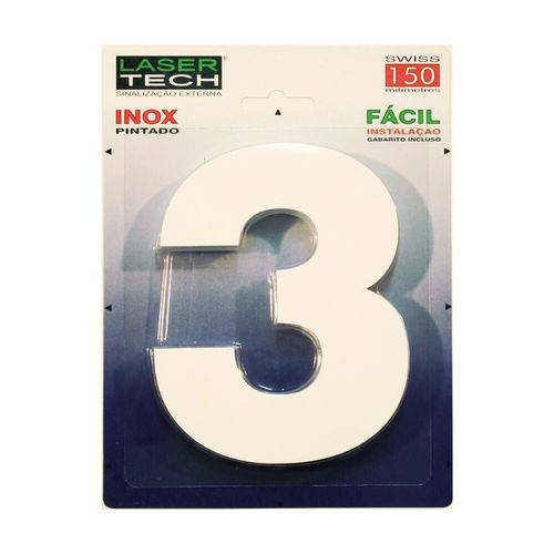 Números Inox Branco - para Fachadas - 15cm - (Nº 3)