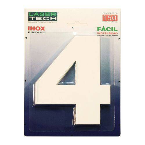 Números Inox Branco - para Fachadas - 15cm - (Nº 4)