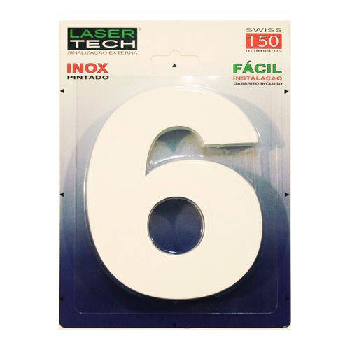 Números Inox Branco - para Fachadas - 15cm - (Nº 6)