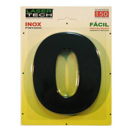 Números Inox Preto - para Fachadas - 15cm - (Nº 0)