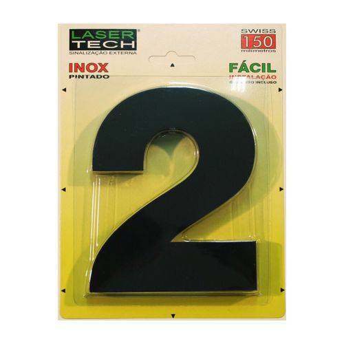 Números Inox Preto - para Fachadas - 15cm - (Nº 2)