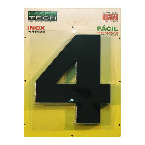 Números Inox Preto - para Fachadas - 15cm - (Nº 4)