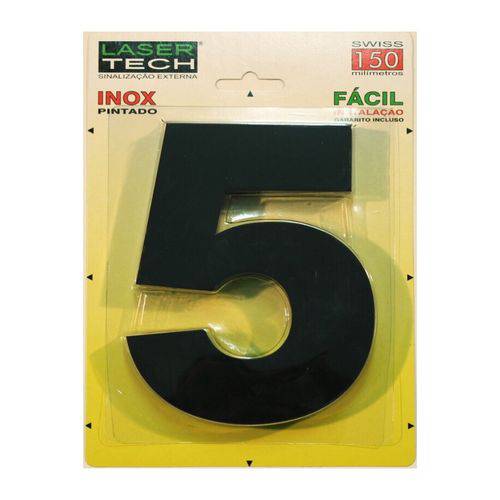 Números Inox Preto - para Fachadas - 15cm - (Nº 5)