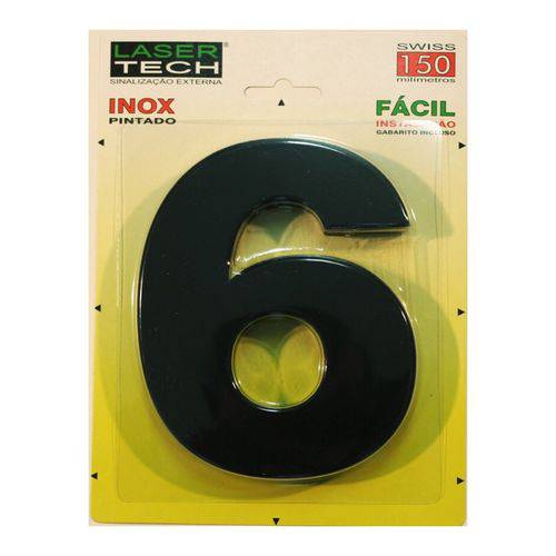 Números Inox Preto - para Fachadas - 15cm - (Nº 6)