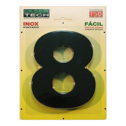 Números Inox Preto - para Fachadas - 15cm - (Nº 8)