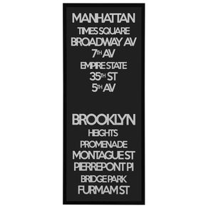 Ny Signs Manhattan Quadro 53 Cm X 1,23 M Preto/branco