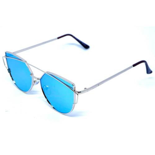 Óculos de Sol Adriane Galisteu Geométrico Metal Azul
