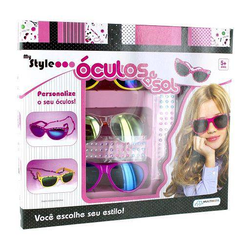 Oculos de Sol Infantil My Style Brinquedo Kit Miçangas Cordao Pedrinhas Multikids Br013