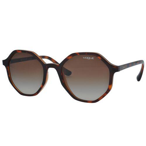 Óculos de Sol Vogue Hexagonal Feminino Vo5222s 238613 - Acetato Tartaruga Marrom e Lente Marrom