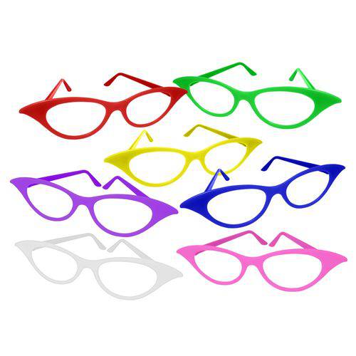 Óculos Gatinha Colorido - Pacote com 6 Unidades