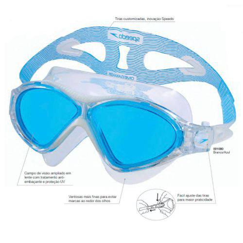 Óculos Omega Swim Mask Branco Azul U Speedo