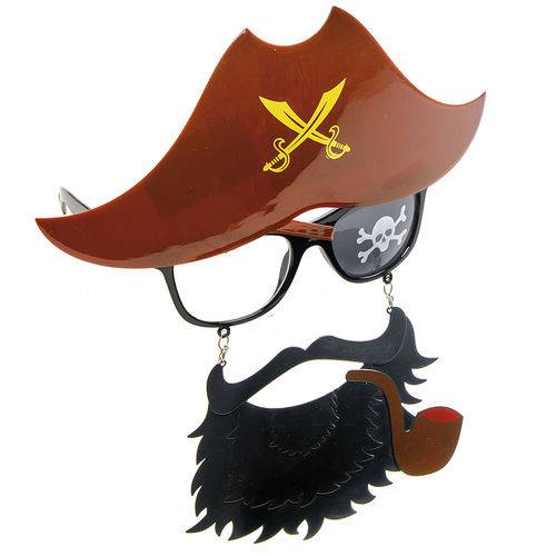 Óculos Pirata com Barba Chapéu Acessório Fantasia Carnaval