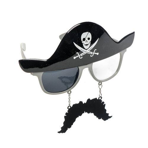Óculos Pirata com Bigode Acessório Fantasia Carnaval Preto