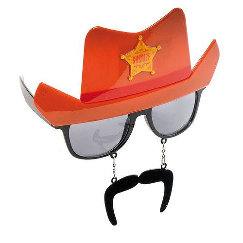 Óculos Xerife com Bigode Chapéu Acessório Fantasia Carnaval