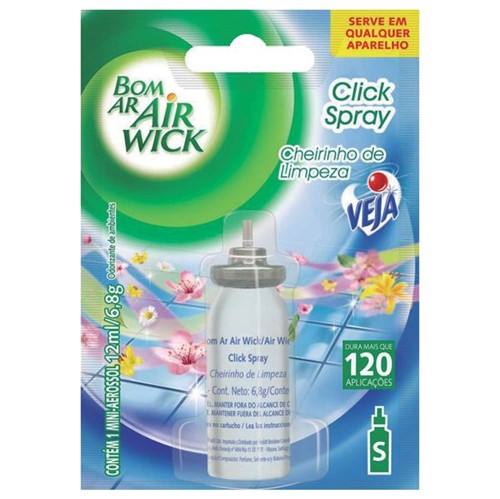 Odorizador Spray Bom Ar Click 12ml Refil Cheiro Limpeza