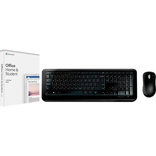 Office Home And Student 2019 + Kit Teclado e Mouse Wireless 850 - Microsoft
