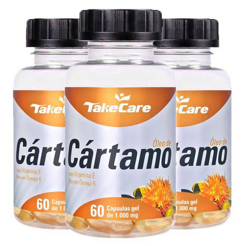 Óleo de Cártamo com Vitamina e - 3 Un de 60 Cápsulas - Take Care