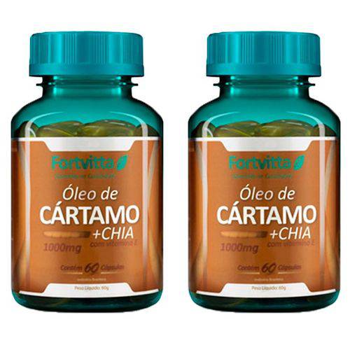 Óleo de Cártamo e Chia com Vitamina e - 2 Un de 60 Cápsulas - Fortvitta