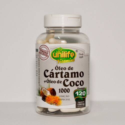 Óleo de Cartamo e Óleo de Coco 120 Cápsulas 1200mg - Unilife