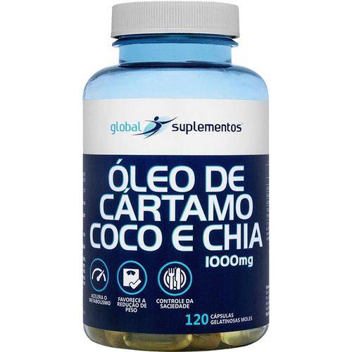 Óleo de Cártamo + Óleo de Chia + Óleo de Coco 1000mg (120 Caps) - Global Suplementos