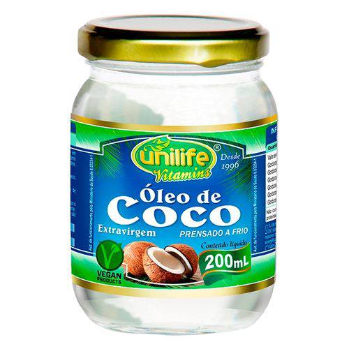 Óleo de Coco 200ml Liquido Extra Virgem Unilife