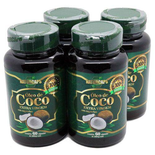 Oleo de Coco 60 Capsulas Naturcaps - 4 Potes