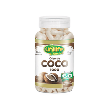 Óleo de Coco Extra Virgem 1200mg Unilife 60 Cápsulas