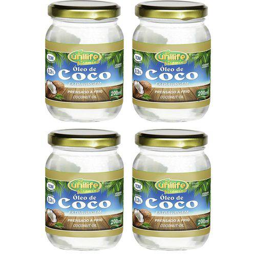 Óleo de Coco Extra Virgem - 4 Un de 200 Ml - Unilife